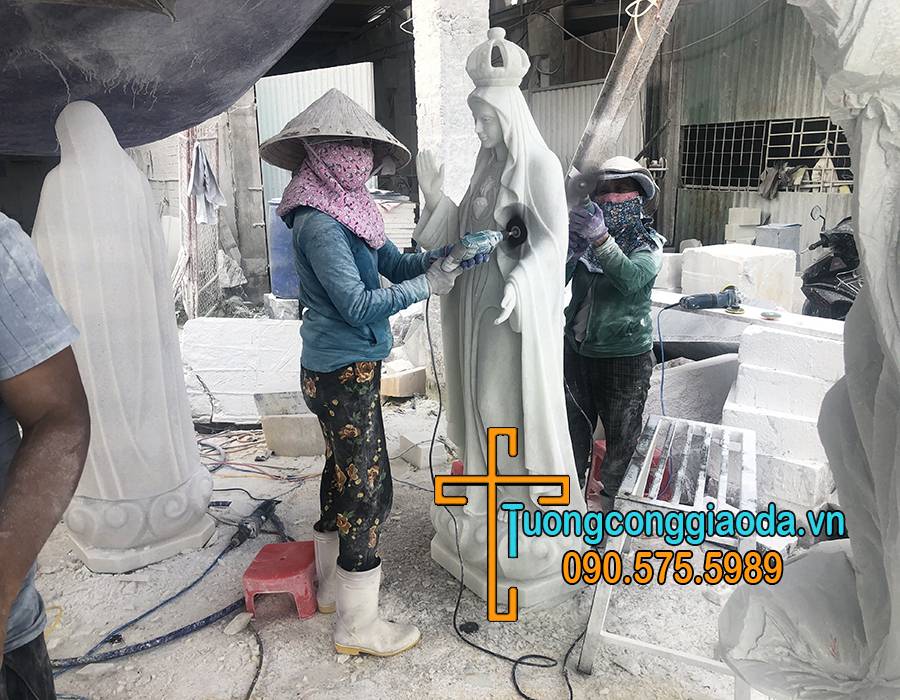 Tượng Đức Mẹ Fatima Đá Cẩm Thạch Nguyên Khối