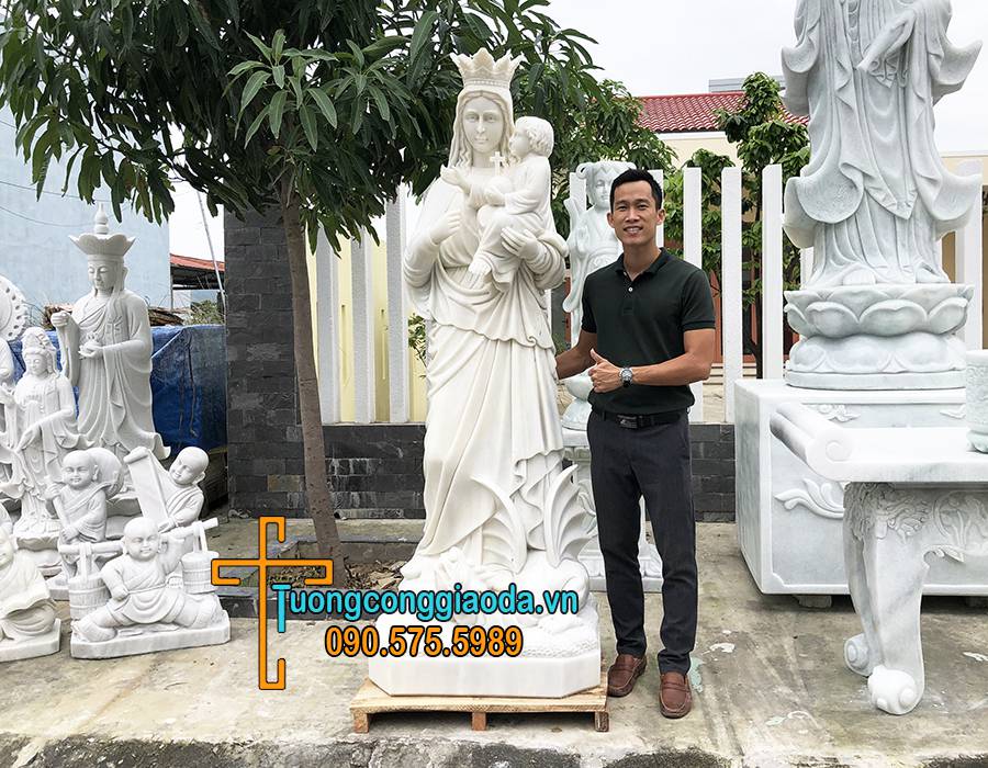 Tượng Đức Mẹ Hằng Cứu Giúp Đá Trắng Cẩm Thạch