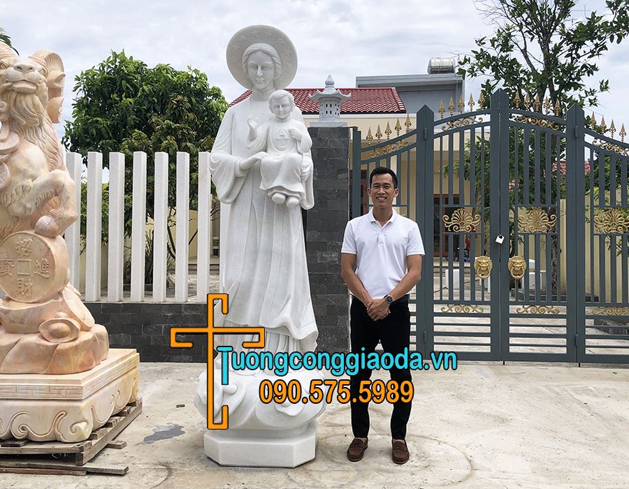 Tượng đức mẹ la vang bằng đá đẹp cao 2m5 mẫu quảng trị