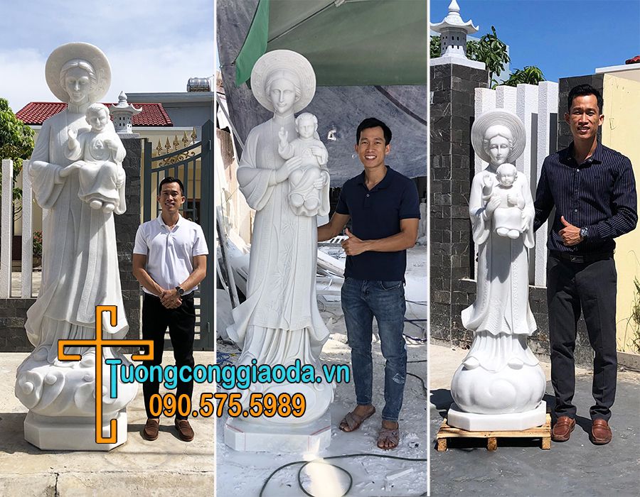 tượng đức mẹ la vang bằng đá cẩm thạch nguyên khối đẹp