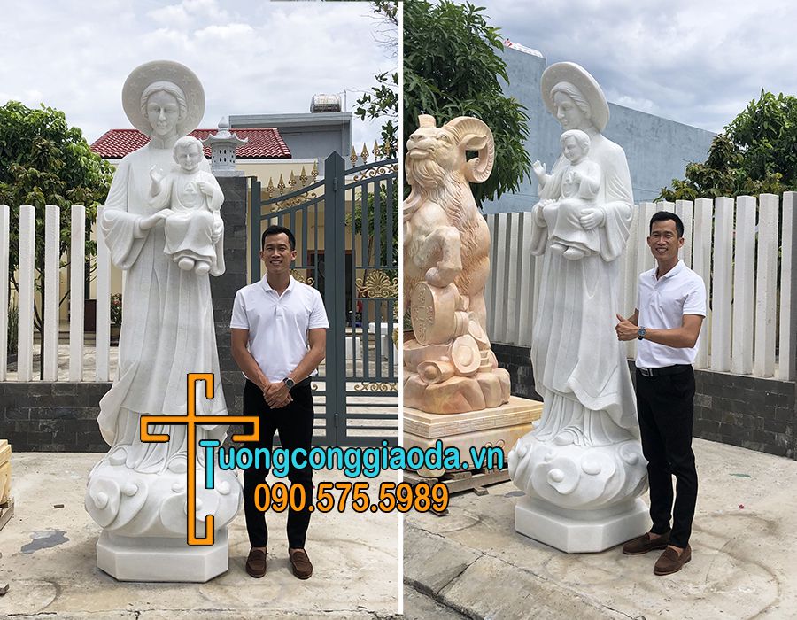 Tượng đức mẹ la vang đá trắng đẹp nhất