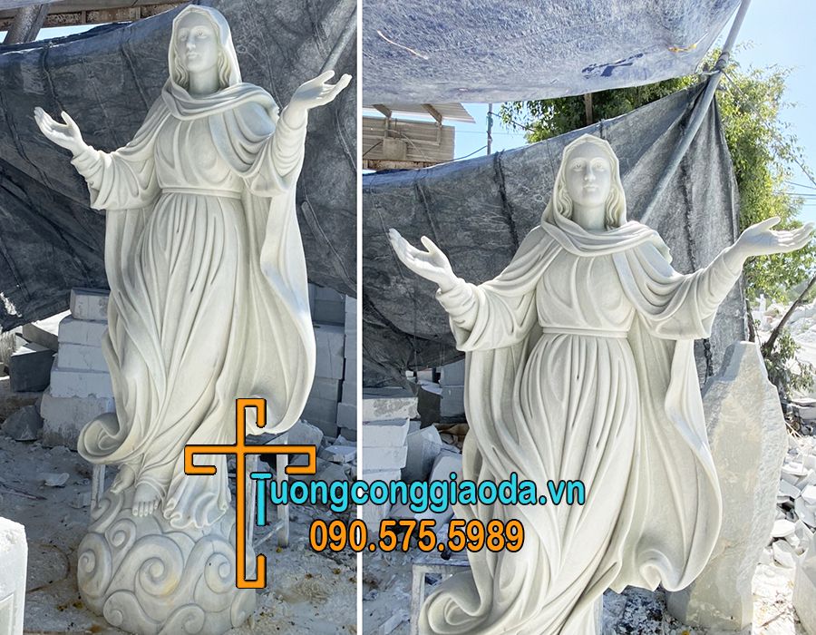 Tượng đức mẹ lên trời đá cẩm thạch trắng đẹp