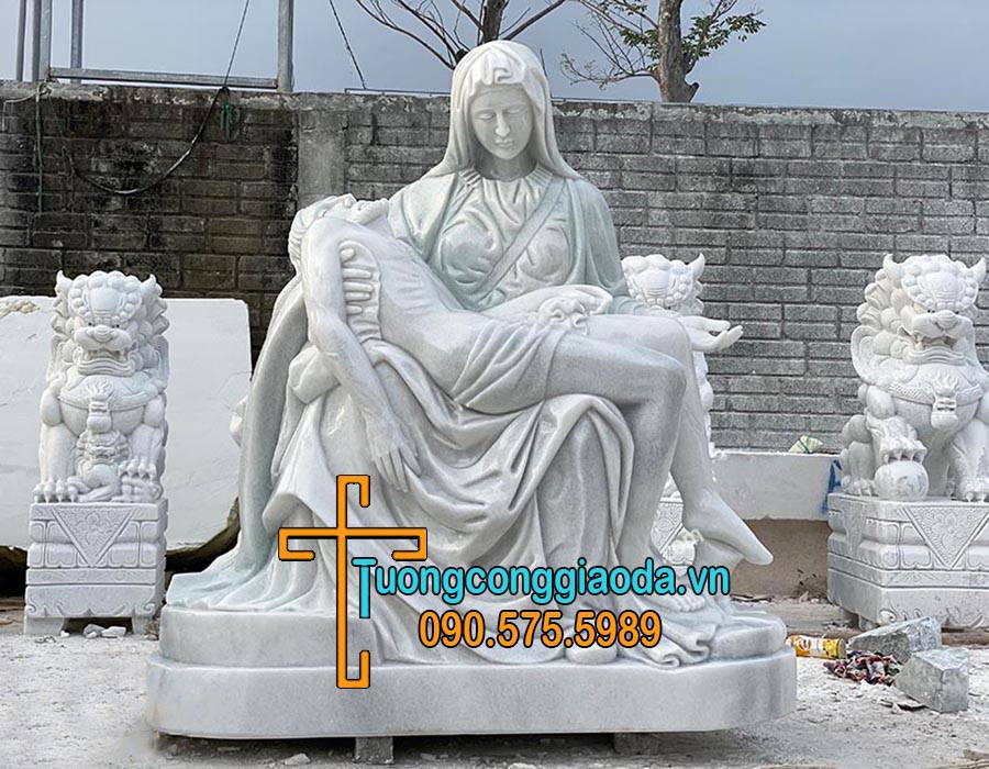 Tượng Đức Mẹ Sầu Bi Bằng Đá Trắng Đẹp Nhất