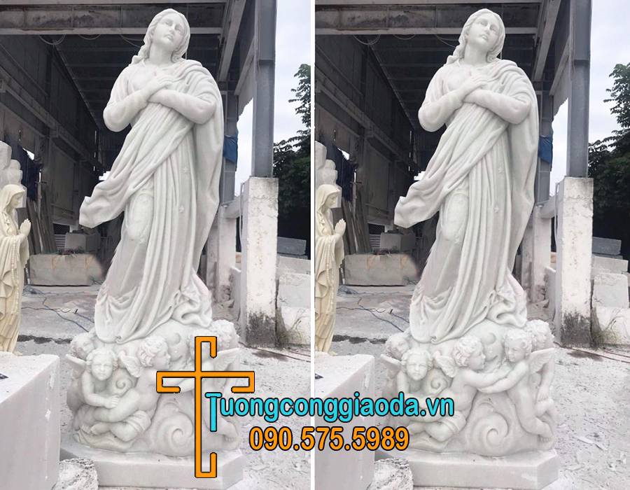 tượng đức mẹ vô nhiễm nguyên tội đá cẩm thạch đẹp