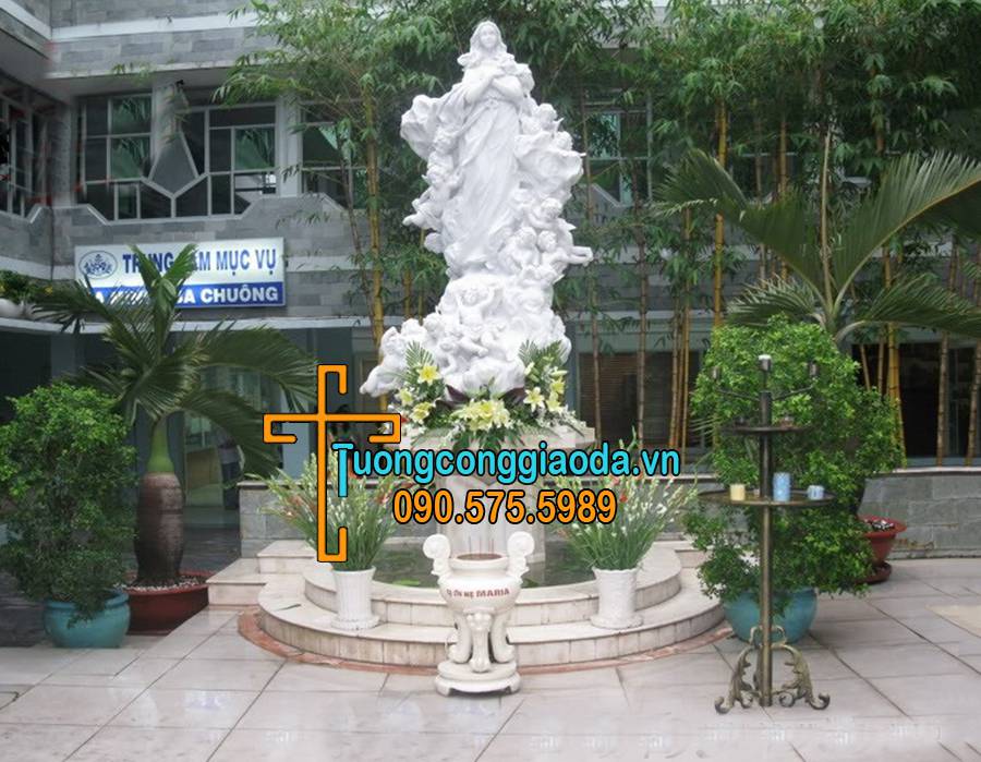 Tượng Đức Mẹ Vô Nhiễm Nguyên Tội Đá Trắng Đẹp Nhất