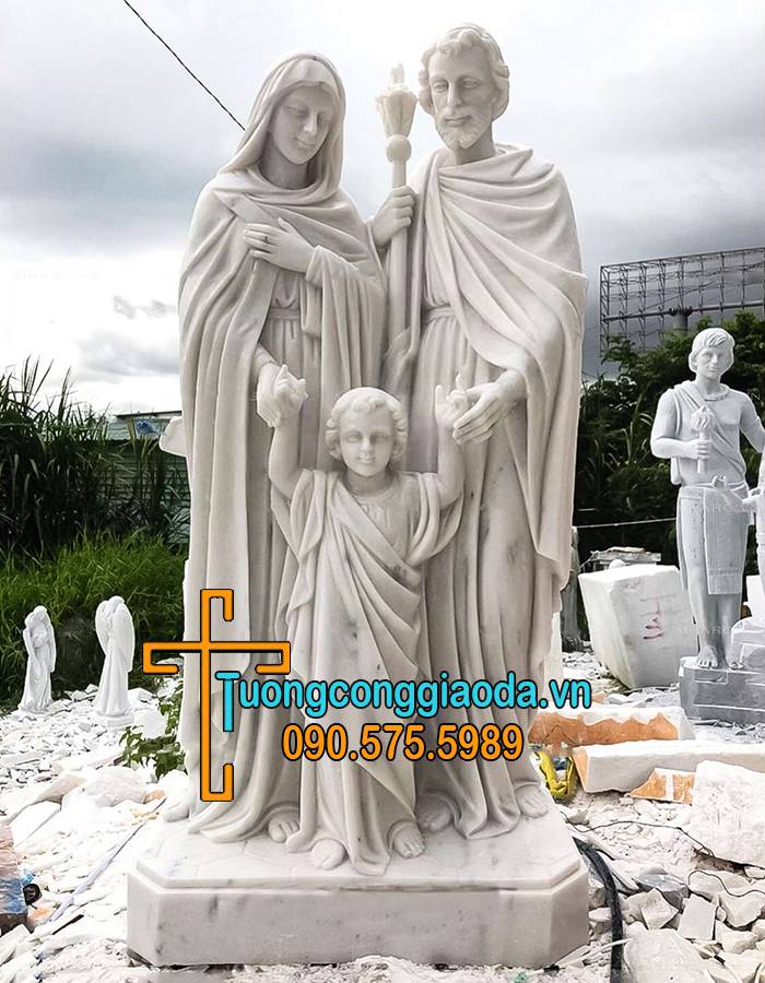 Tượng Gia Đình Thánh Gia Đá Cẩm Thạch Nguyên Khối