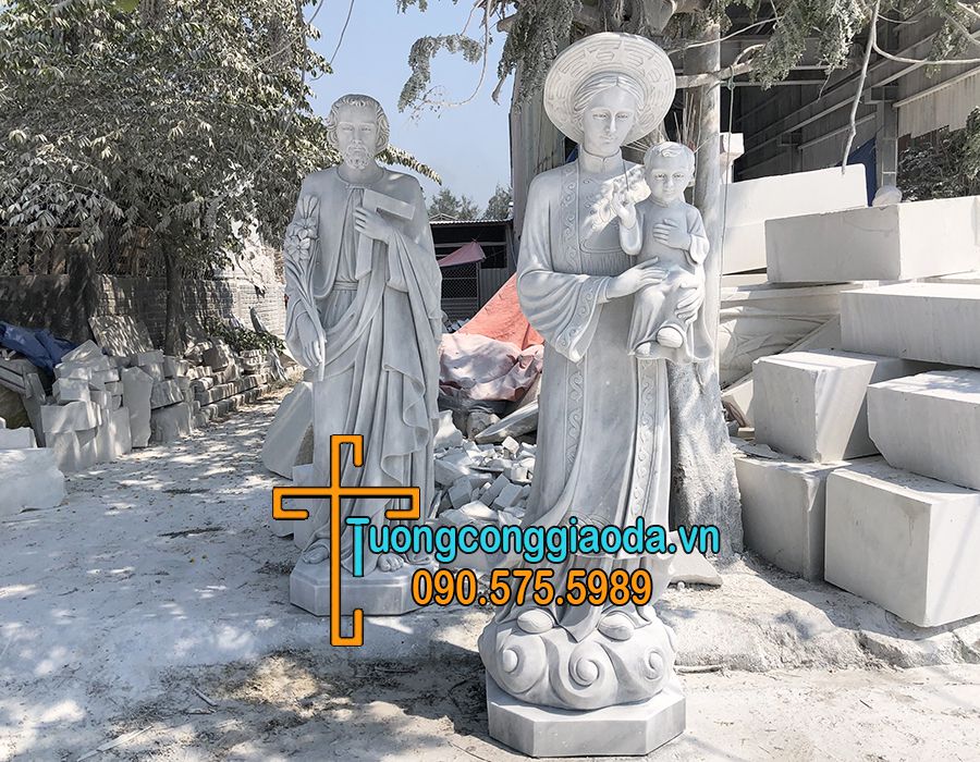 Tượng đức mẹ la vang bằng đá xám đẹp cao 2m5