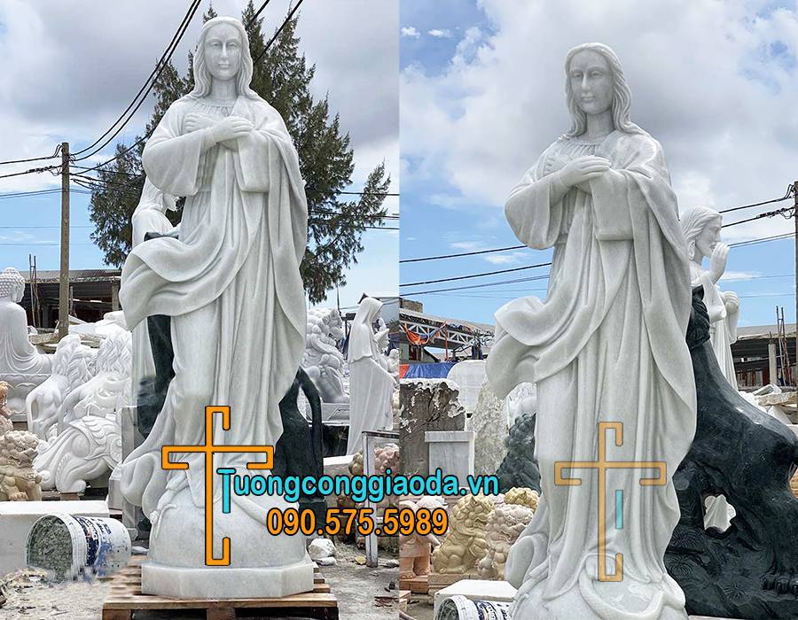 Tượng đức mẹ lên trời đá trắng đẹp nhất