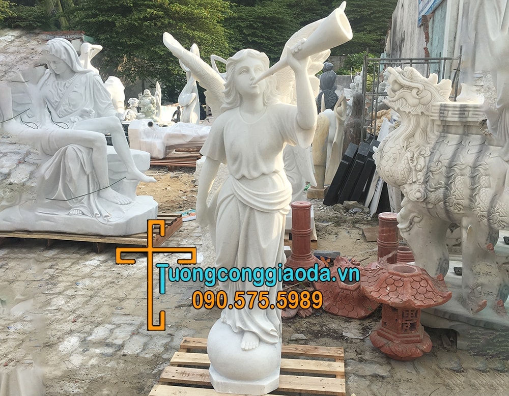 Tượng Nữ Thần Thổi Kèn Bằng Đá Đẹp