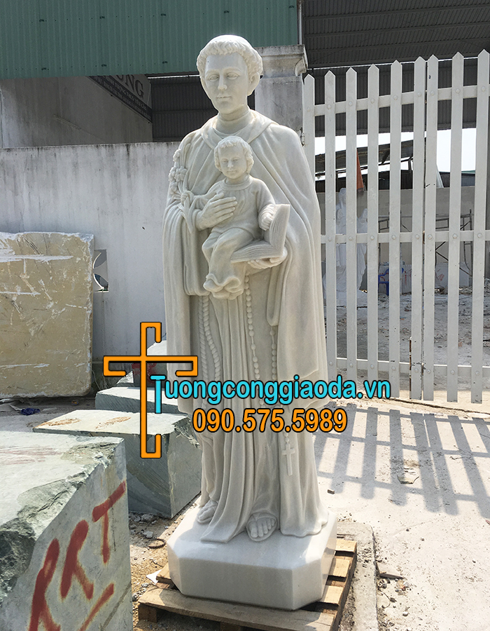 Mẫu tượng thánh anton bằng đá trắng mịn đẹp cao 2m