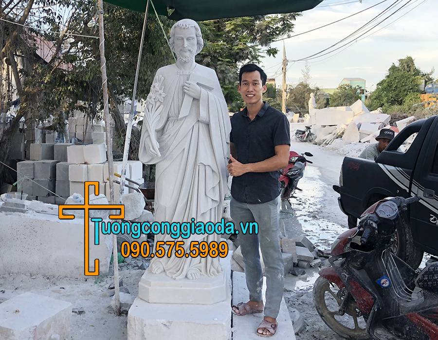 Tượng Thánh Giuse Bằng Đá Đẹp Nhất Khánh Hòa Cao 1m8