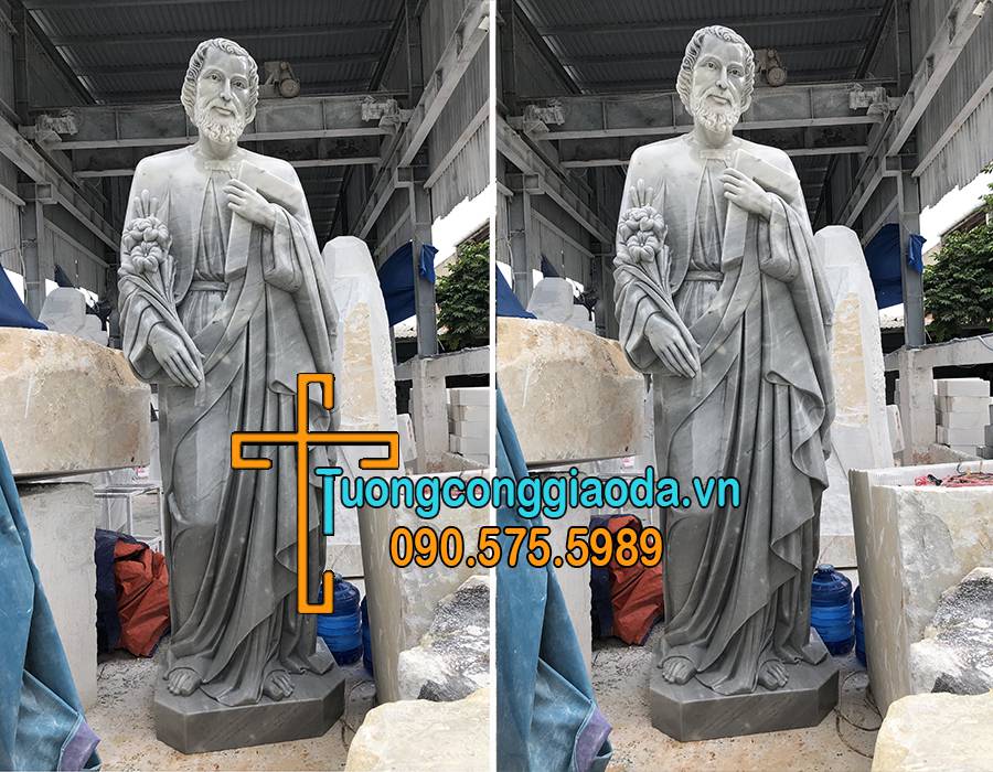 Tượng Thánh Giuse Bồng Chúa Đá Cẩm Thạch Xám