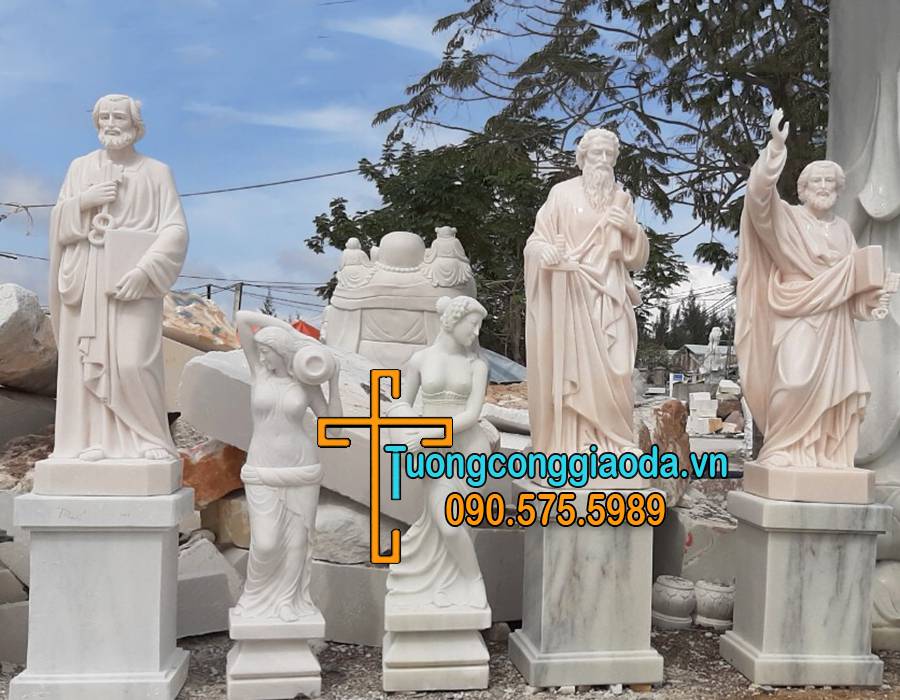 Tượng Thánh Phaolô Bằng Đá Trắng Nguyên Khối