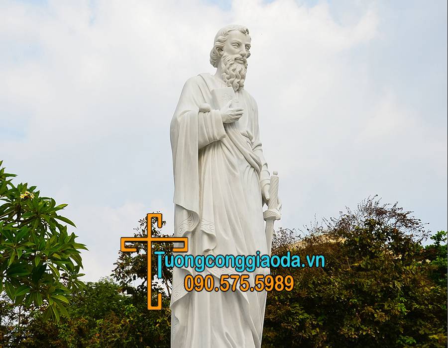 Tượng Thánh Phaolô Bằng Đá Trắng Đẹp Tại Sài Gòn