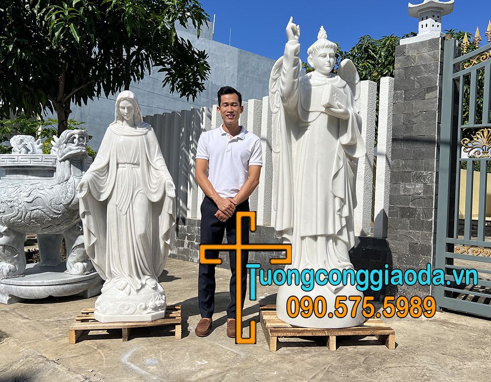 Tượng Thánh Vinh Sơn Đá Trắng Đẹp Cao 2m Về Cà Mau
