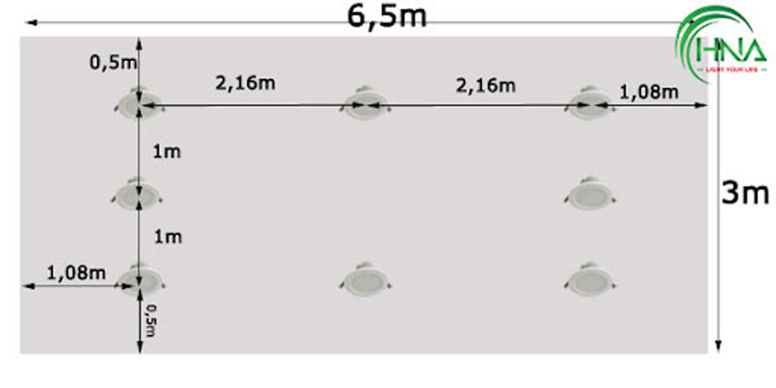 Cách bố trí đèn led âm trần 9W