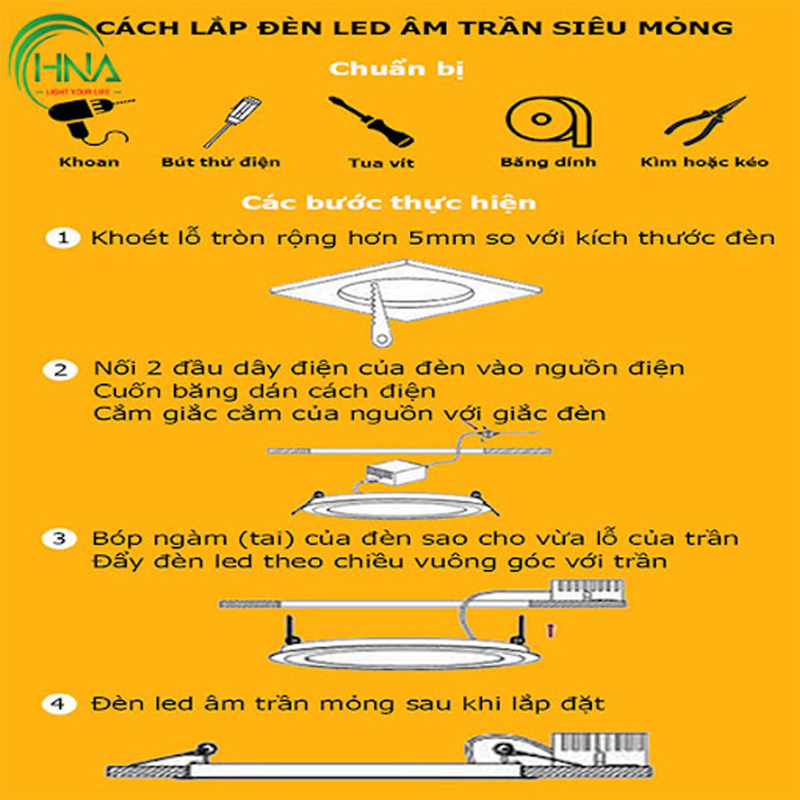 hướng dẫn thay đèn led âm trần