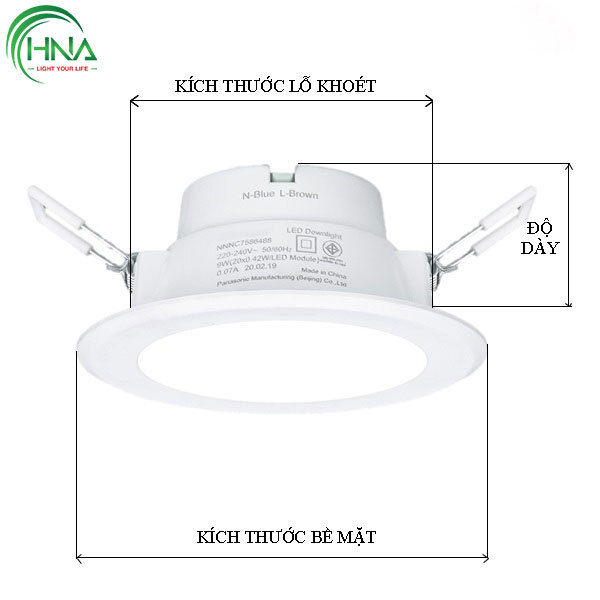 Kích thước đèn LED âm trần 9W 12W 7W