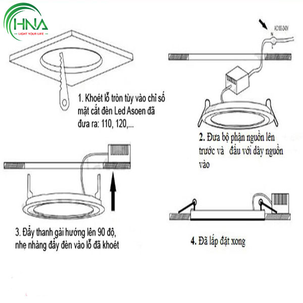 kích thước đèn led âm trần 12w