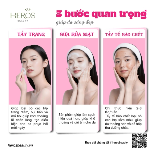 3 Bước quan trọng giúp da sáng đẹp