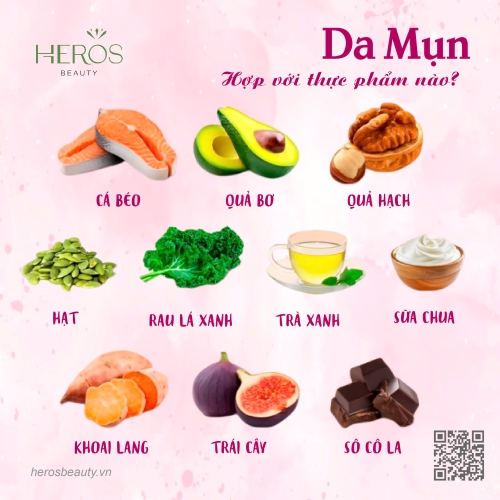 Da mụn hợp với thực phẩm nào?