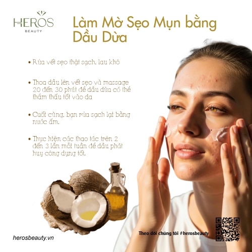 Làm mờ sẹo mụn bằng dầu dừa