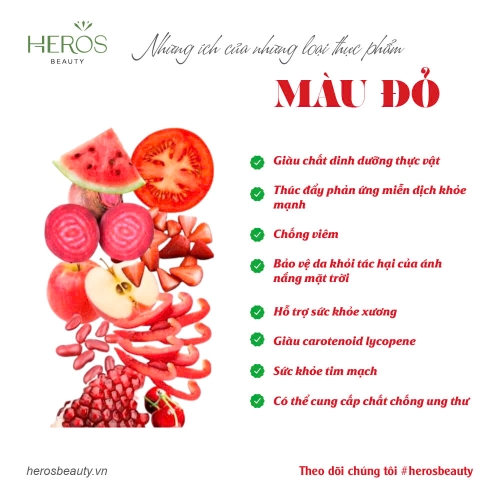 LỢI ÍCH CỦA NHỮNG LOẠI THỰC PHẨM MÀU ĐỎ