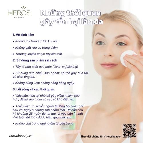 Những thói quen gây tổn hại làn da