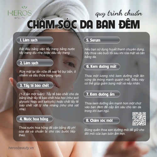 QUY TRÌNH CHUẨN CHĂM SÓC DA BAN ĐÊM HIỆU QUẢ