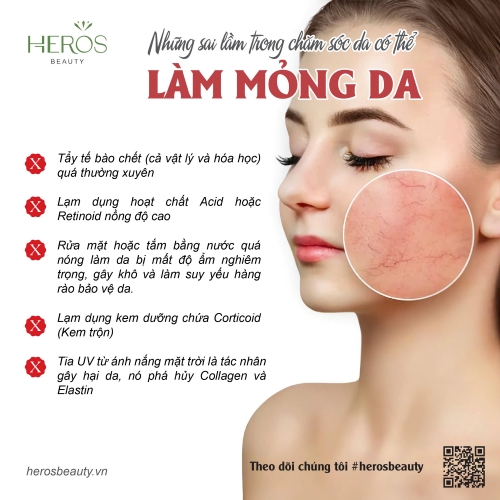 Những sai lầm trong chăm sóc da có thể làm da mỏng