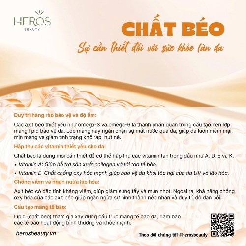 Sự cần thiết của chất béo trong khẩu phần ăn đối với sức khỏe làn da