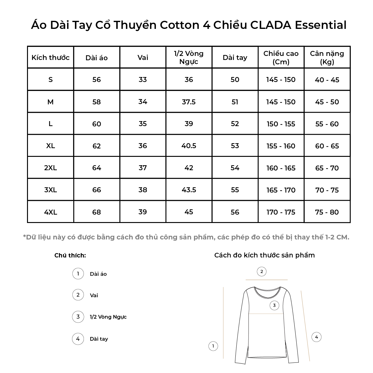 Áo Dài Tay Cổ Thuyền CLADA Essential - AE009