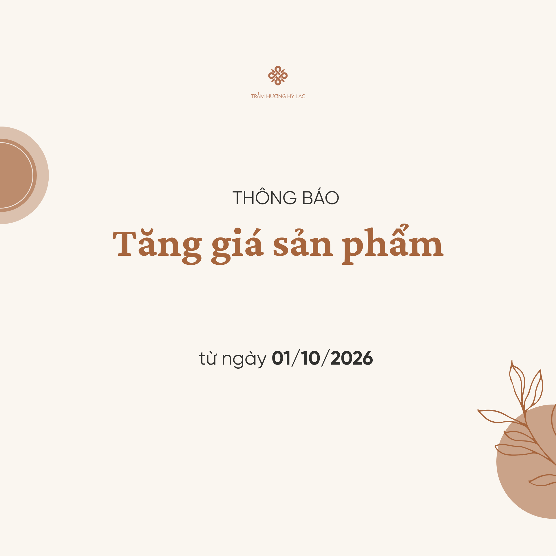 Thông báo tăng giá sản phẩm