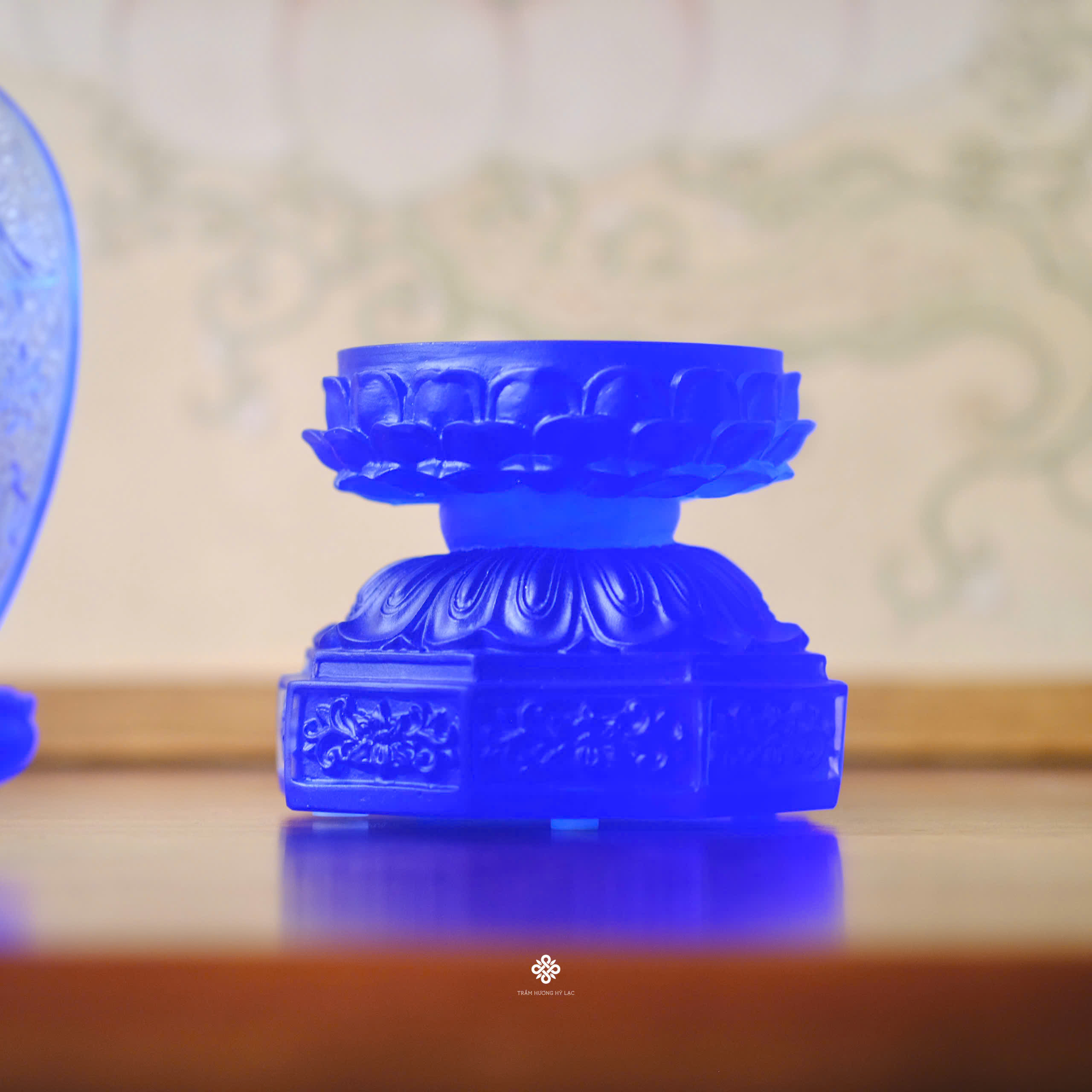 Tượng Phật Dược Sư hào quang lưu ly xanh dương 13.5cm (chưa kèm đế)