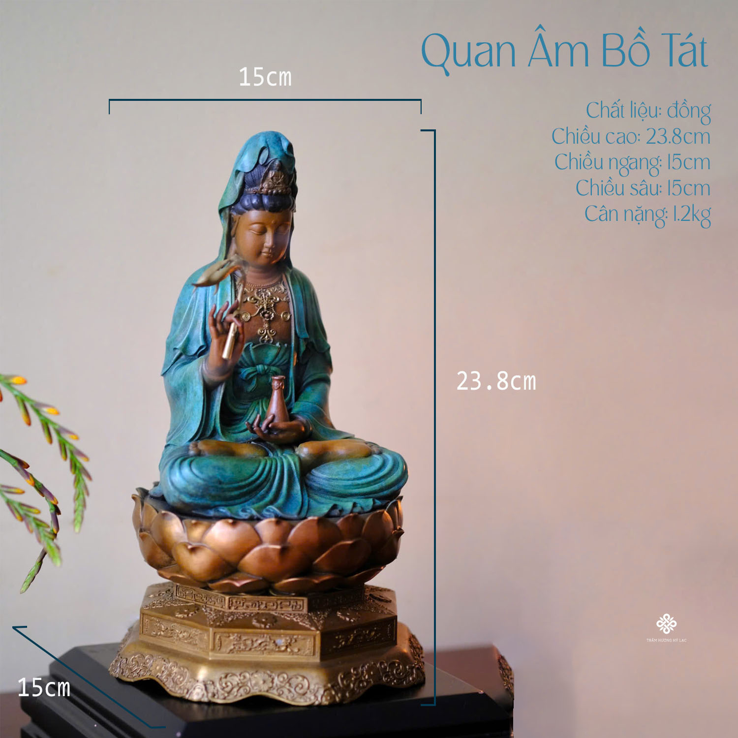 Tượng đồng Quan Âm Bồ tát 23.8cm