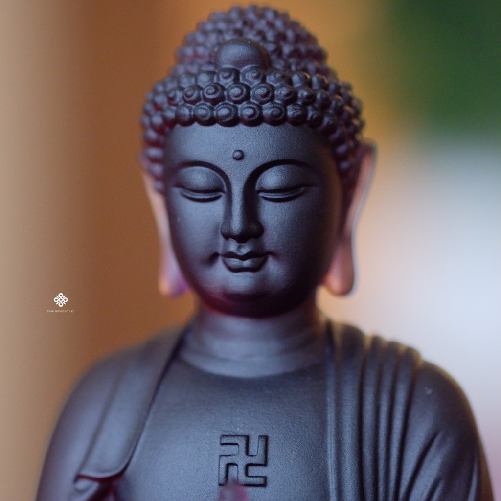 Tượng Đức Phật Dược Sư cầm bảo tháp lưu ly tím 12.5cm