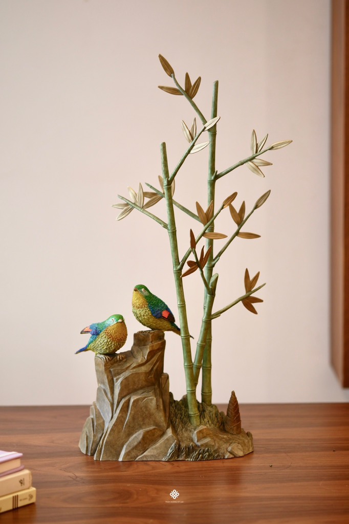 Tượng đồng uyên ương thanh trúc