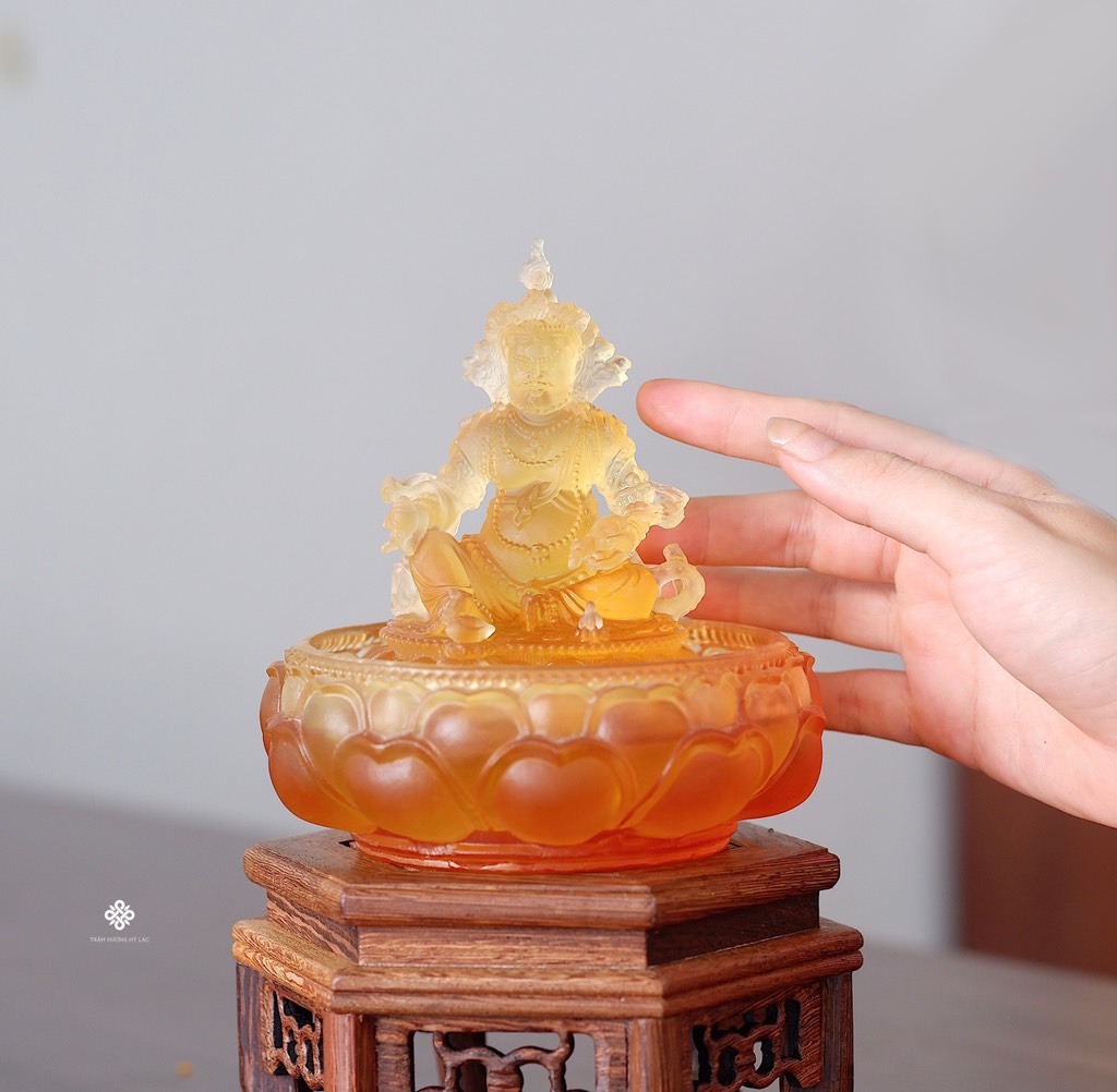 Bộ tắm Đức Phật Dzambala lưu ly vàng mini