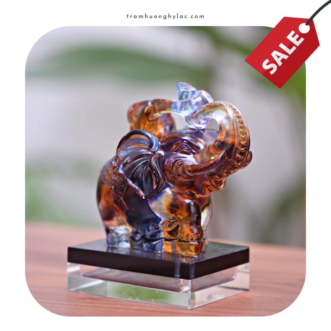 Tượng voi như ý lưu ly ngũ sắc