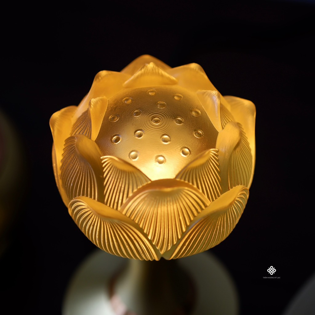 Cặp đèn hoa sen đồng vàng
