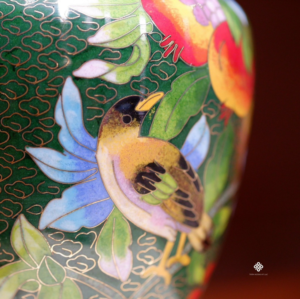 Chum đồng khảm pháp lam màu xanh lục