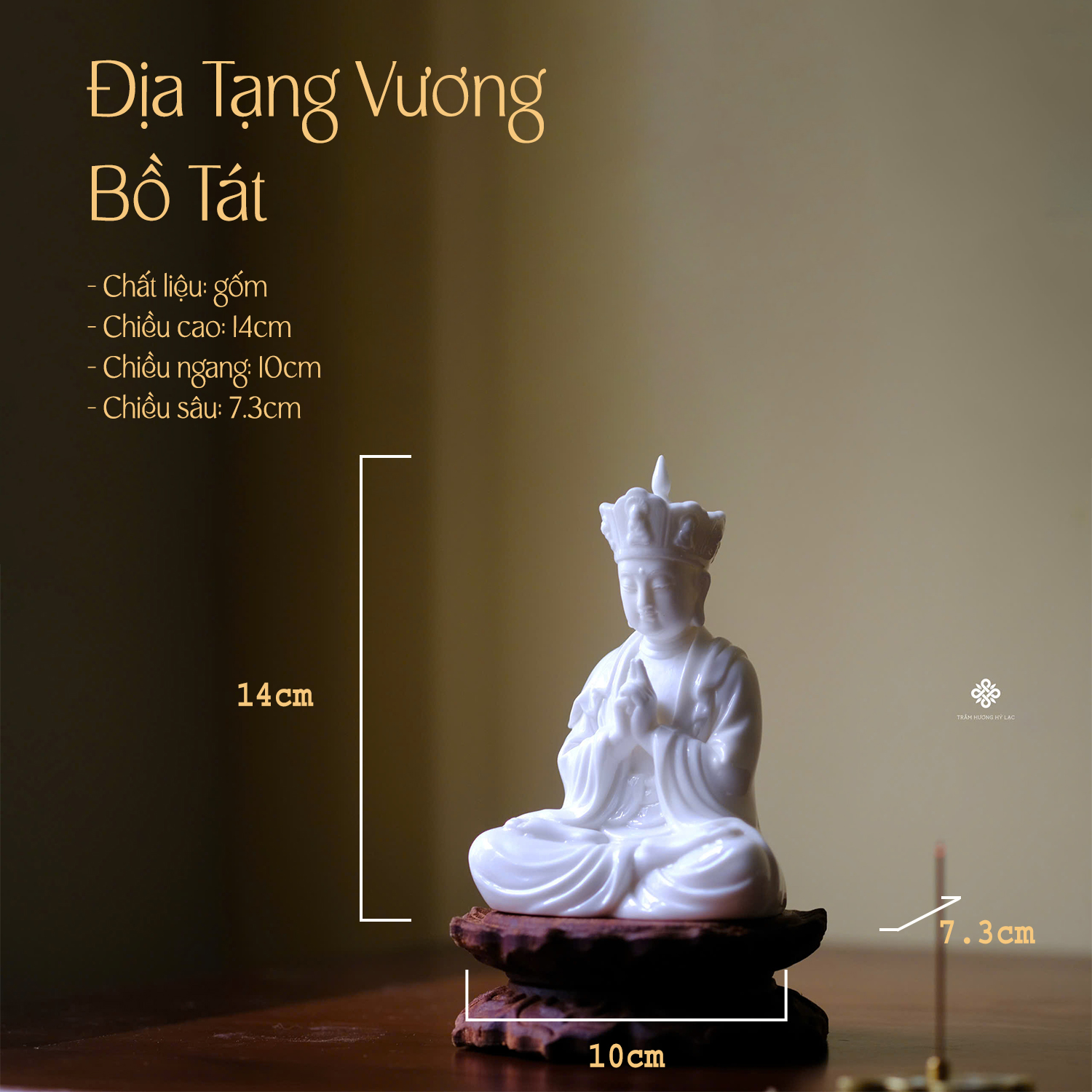 Tượng Địa Tạng Bồ Tát an hoà sứ trắng