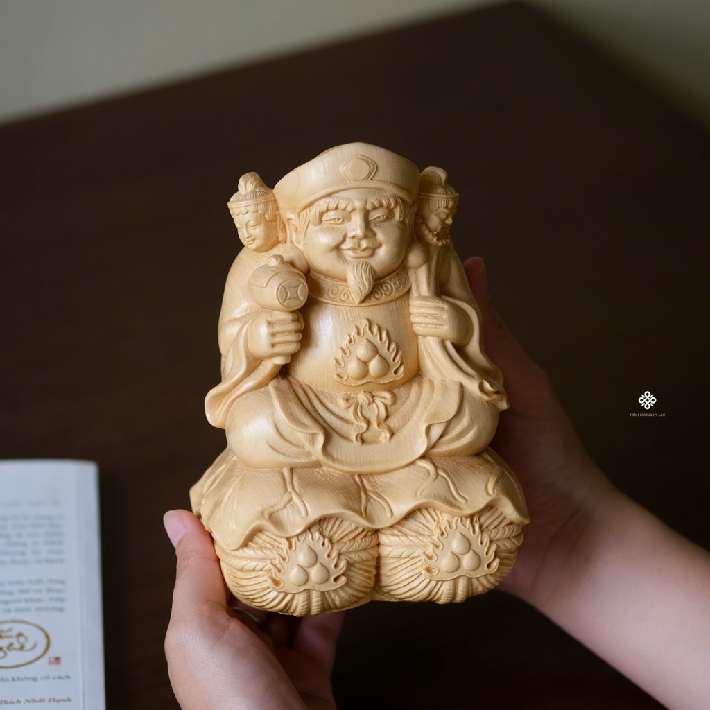 Tượng thần tài Nhật Bản Daikokuten gỗ bách 18cm