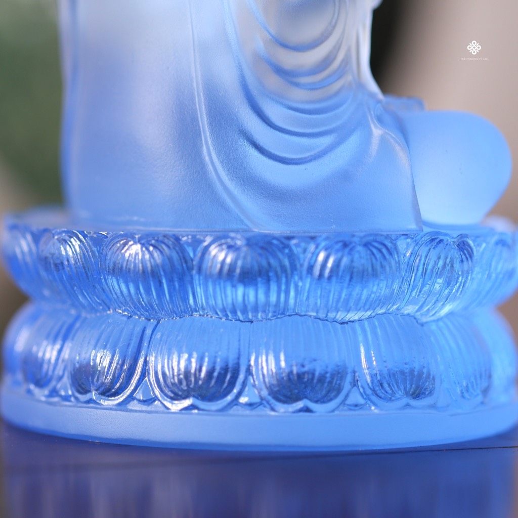 Tượng Quan Âm lưu ly xanh dương 13cm