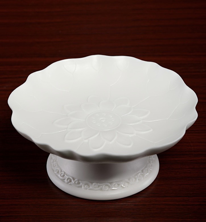 Đĩa bồng hoa sen sứ trắng 22cm