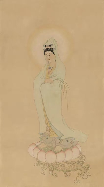 Tranh in giấy lụa Quan Âm Bồ tát 51x91cm