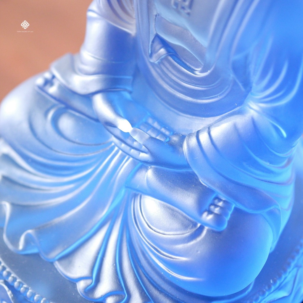Tượng Phật A Di Đà lưu ly xanh 21cm