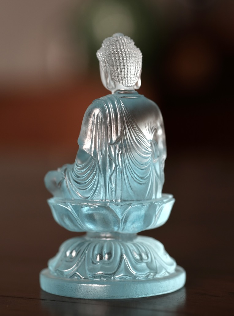 Tượng Đức Phật A Di Đà lưu ly xanh 9.8cm