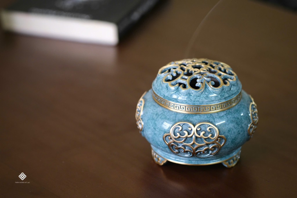 Lư đồng ngọc cát tường xanh dương