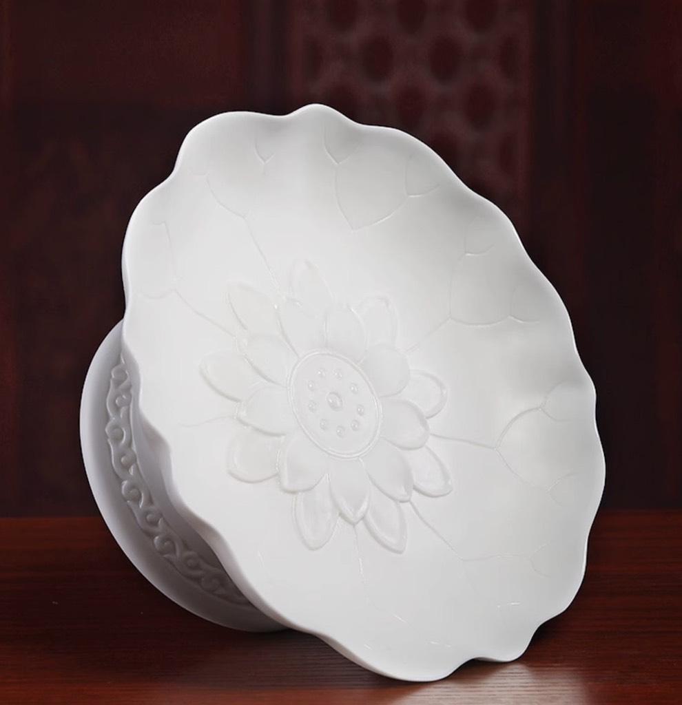 Đĩa bồng hoa sen sứ trắng 22cm